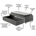 Ver mais imagens de Base Box Cama Viúva Sapateira Courino Linho Cinza e Colchão Adapto Ecoflex 120x203