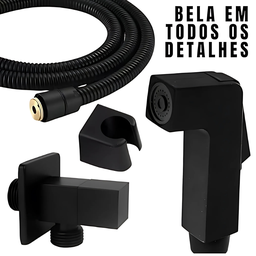 Ducha Higienica Banheiro Preto Chuveirinho Quadrada Duchinha:preto - 10