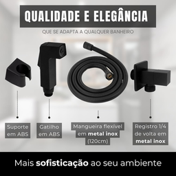 Ducha Higienica Banheiro Preto Chuveirinho Quadrada Duchinha:preto - 7
