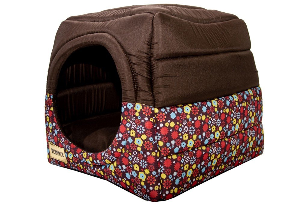 Cama Iglu e Toca Para Cachorro Luppet Luxo Marrom Floral - M - 3