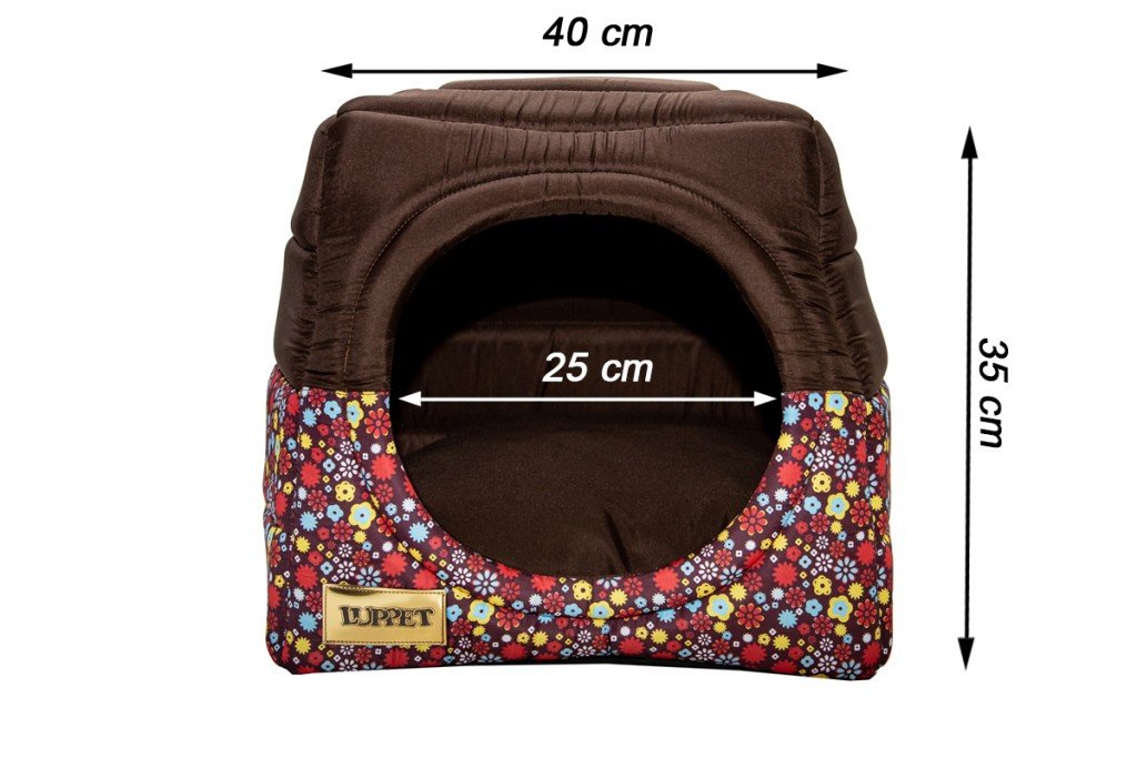 Cama Iglu e Toca Para Cachorro Luppet Luxo Marrom Floral - M - 9