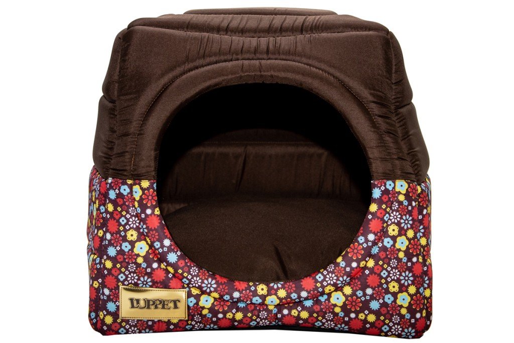 Cama Iglu e Toca Para Cachorro Luppet Luxo Marrom Floral - M