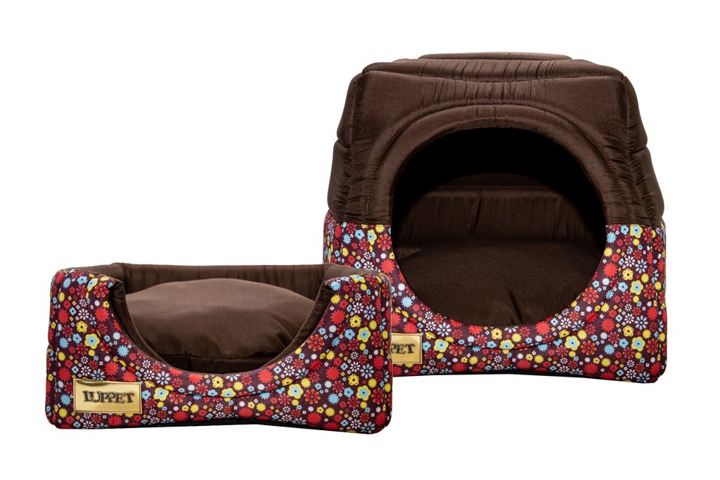 Cama Iglu e Toca Para Cachorro Luppet Luxo Marrom Floral - M - 2