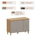Ver imagem 2 de Balcão para Cozinha 100% MDF 120 cm 3 Portas 2 Gavetas Dulce Freijó/Cinnamon