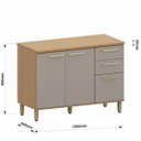 Ver imagem 3 de Balcão para Cozinha 100% MDF 120 cm 3 Portas 2 Gavetas Dulce Freijó/Cinnamon