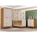 Ver imagem 2 de Dormitório Infantil Flip Guarda Roupa 3 Portas, Cômoda 4 Gavetas e Berço Areia Fosco/savana -