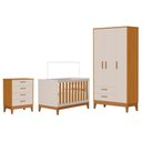 Ver imagem 1 de Dormitório Infantil Flip Guarda Roupa 3 Portas, Cômoda 4 Gavetas e Berço Areia Fosco/savana -