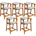 Ver imagem 1 de Kit 05 Banquetas Baixa Cozinha Sala de Jantar Bancada Cecília L02 Bouclê Cru - Lyam Decor
