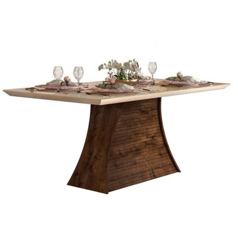 Mesa Cozinha Ravena Madeirada/Vidro 160cm Malbec DJ Móveis