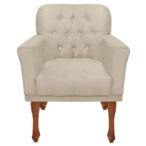 Poltrona Decorativa Resistente Sala Athena - Suede Bege