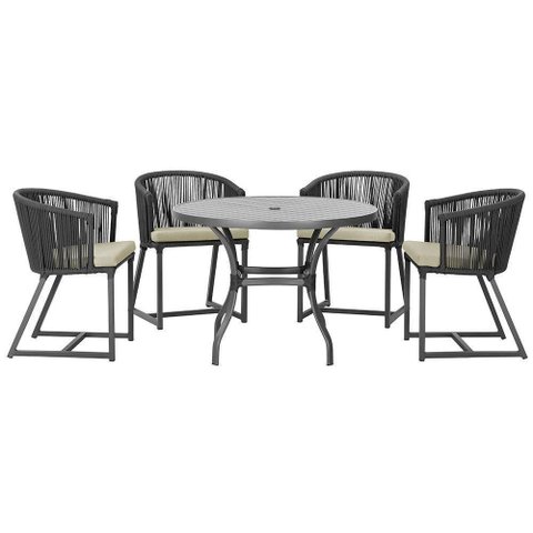 Mesa com 4 Cadeiras e Noronha Estofado 7 Trama Original Preto
