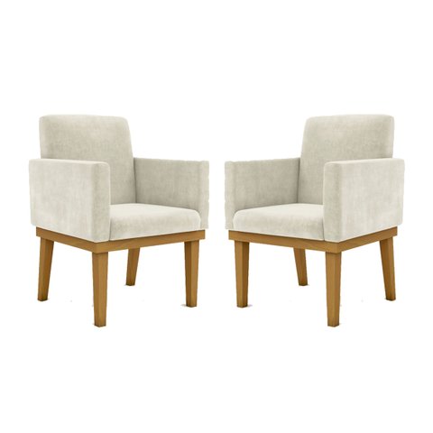 KIT 02 Cadeiras Com Base Mesa De Estudos Poltrona Decorativa Cor:Bege