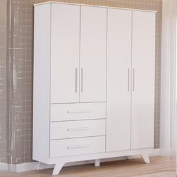 Guarda-roupa de Bebê 4 Portas 3 Gavetas Retrô Móveis Peroba - 1