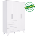 Ver imagem 4 de Guarda-roupa de Bebê 4 Portas 3 Gavetas Retrô 100% Mdf Faura