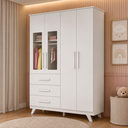 Ver imagem 1 de Guarda-Roupa de Bebê 4 Portas com Vidro 2 Gavetas Retrô Faura