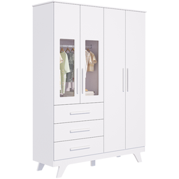 Guarda-roupa de Bebê 4 Portas com Vidro 2 Gavetas Retrô Móveis Peroba - 2