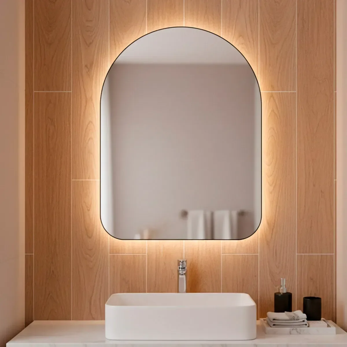 Espelho Orgânico de Parede com Led Quente Capela 44x64 Espelho Decorativo Sala Quarto Banheiro