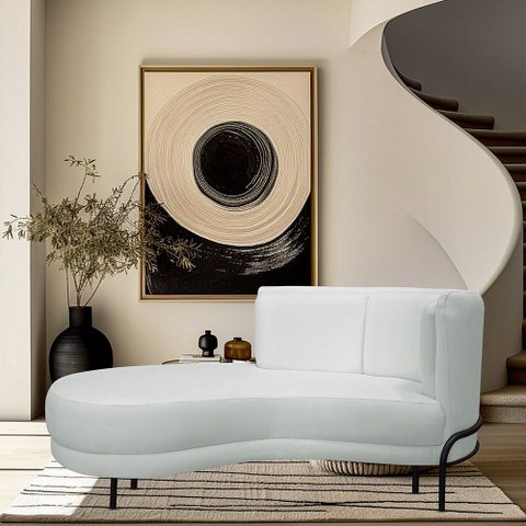 Sofá Chaise Esquerdo Base Preto Penélope Poliéster Verde Menta Claro - Nexta Casa