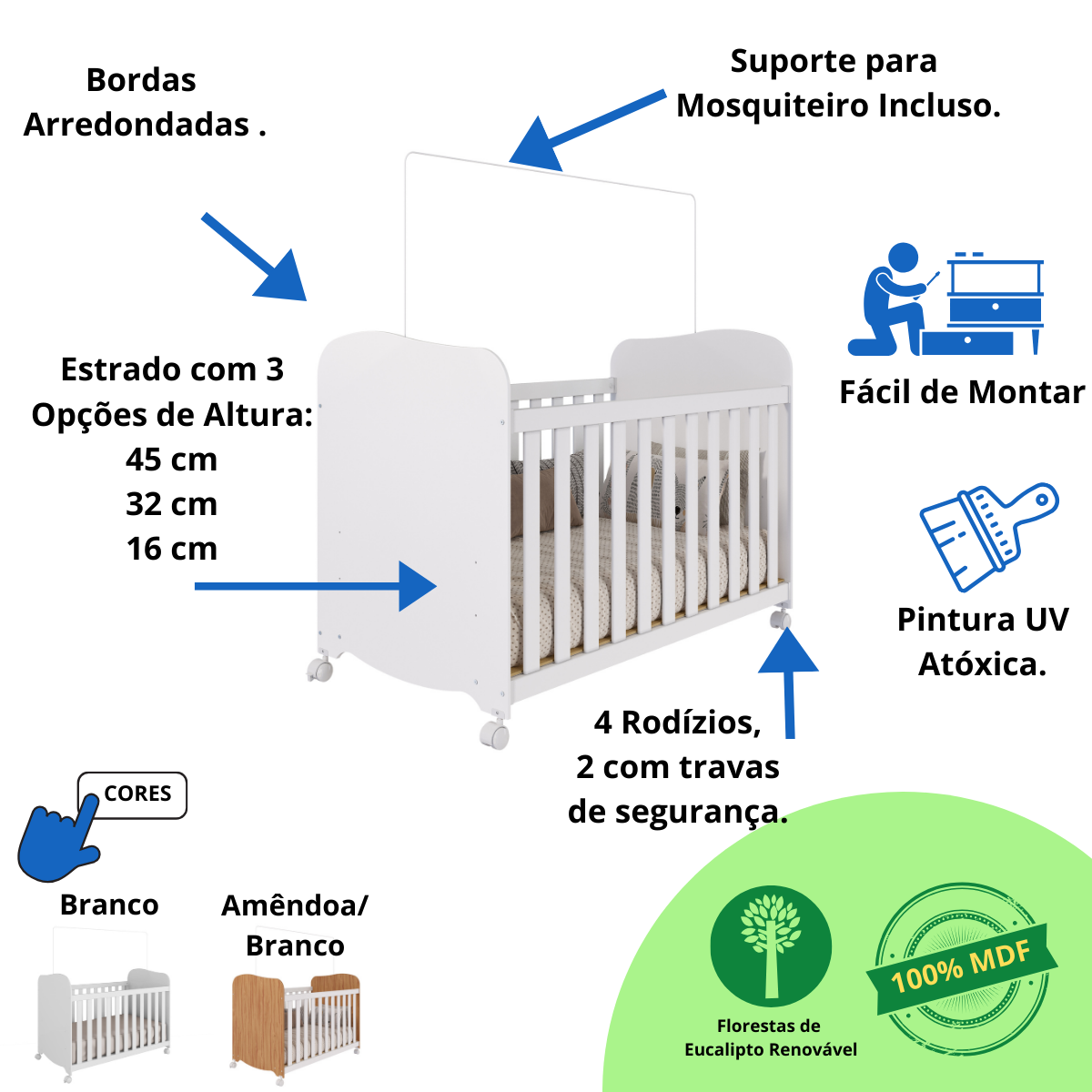 Berço Infantil Americano Uli Móveis Peroba - 3