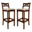 Ver imagem 1 de Kit 2 Banquetas Média Estofada para Bancada Madri Madeira Castanho Suede Bege Ccs