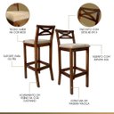Ver imagem 4 de Kit 2 Banquetas Média Estofada para Bancada Madri Madeira Castanho Suede Bege Ccs