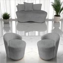Ver imagem 1 de Kit Namoradeira + 2 Poltronas Yara Orgânica Linho Cinza