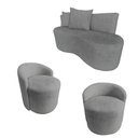 Ver imagem 2 de Kit Namoradeira + 2 Poltronas Yara Orgânica Linho Cinza