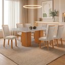 Ver imagem 2 de Mesa de Jantar Eloise 180cm Tampo Mdf Vidro Canto Copo com 6 Cadeiras Lira