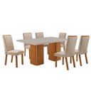 Ver imagem 1 de Mesa de Jantar Eloise 180cm Tampo Mdf Vidro Canto Copo com 6 Cadeiras Lira