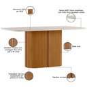 Ver imagem 4 de Mesa de Jantar 6 Lugares Retangular Tampo Vidro Verbena N01 Ypê Off White - Lyam Decor