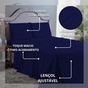 Ver imagem 4 de Kit Lençol Super King 400 Fios Poliéster 4 Peças Jogo Forro de Cama Box Extra Macio:azul Marinho