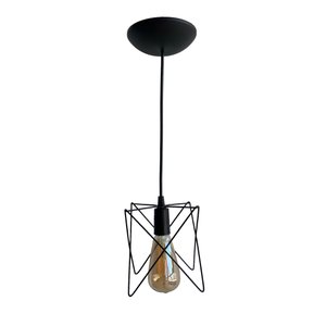 Kit 3 Pendente Aramado Poptem Estrela 1 Lampada preto luminária metal lustre sala quarto balcão cozi