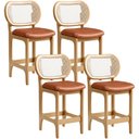 Ver imagem 1 de Kit 4 Banquetas Baixa Bar Cozinha Sala de Jantar Betta L02 Mel Tela Couríssimo Camel - Lyam Decor