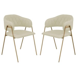 Conjunto 2 Cadeiras Veneza Linho Palha Metal Dourado