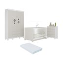 Ver imagem 1 de Quarto de Bebê Completo Berço Americano 3 em 1 Colchão Suspiro Multimóveis Mp4636 Branco/off
