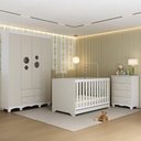 Ver imagem 2 de Quarto de Bebê Completo Berço Americano 3 em 1 Colchão Suspiro Multimóveis Mp4636 Branco/off
