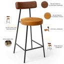 Ver imagem 3 de Banqueta Baixa Cozinha Sala Jantar Bancada Milão L02 Couríssimo Marrom Whisky - lyam decor Lyam Deco