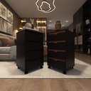 Ver imagem 5 de Mesa de Cabeceira Moderna com Quatro Gavetas Movlar - Mod.0701:preto/nature