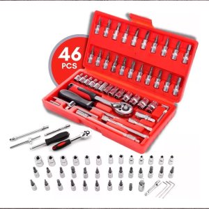 Kit Chave Canhão Catraca 46 Peças Profissional Alta Qualidade