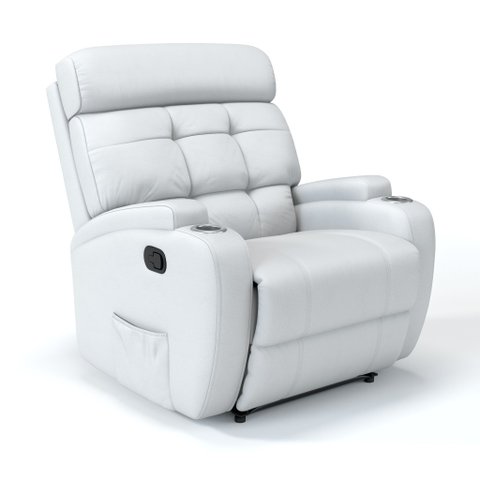 Poltrona do Papai Reclinável em Couro Cor Branco Reclinação Manual - Modelo Florença