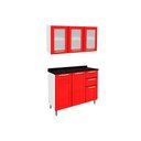 Ver imagem 5 de Cozinha Modulada Bertolini Colors 2 Peças (1aéreo+1balcão) C2p18 Branco/vermelho - Bertolini