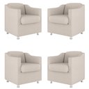 Ver imagem 1 de Kit 4 Poltronas Decorativas Clinica Sala Recepção Tecido Suede Cor:Bege