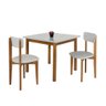 Mesa de Jantar Base Madeira Maciça com 2 Cadeiras Elisa Ideal para Apartamenteo 90x90 Off White - 1