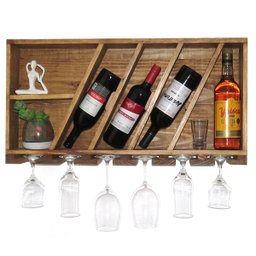 Bar Rústico com Colmeia para 4 Garrafas e Até 6 Taças Pinus Ipê - 1