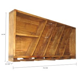 Bar Rústico com Colmeia para 4 Garrafas e Até 6 Taças Pinus Ipê - 2