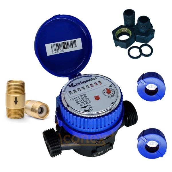Hidrômetro Unijato Composite 3/4 + Conexões e Bloqueador Ar - 1