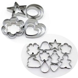 Kit Formas Cortadores Biscoito Natal Corações Estrelas 22pçs - 1