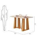 Ver imagem 3 de Mesa Karen 136 Cedro Off White com Kit 4 Cadeiras Sara Cedro Linho Neblina-DJ Móveis