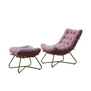 Poltrona Decorativa Costela com Puff EVA Dourado Suederose