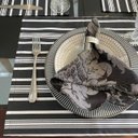 Ver imagem 2 de Kit 6 Guardanapo em Jacquard Preto e Cru 40x40cm